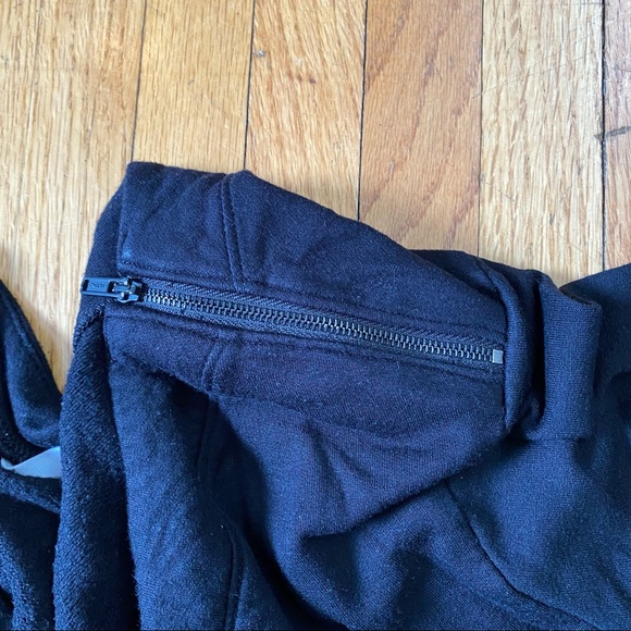 Athleta Black Zip Shoulder Boat Neck Pullover Women's S Modal Blend Sweatshirt - Picture 3 of 10